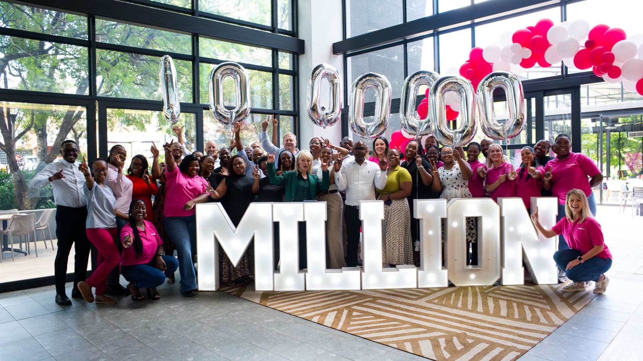 The Vuma team celebrating one million connections